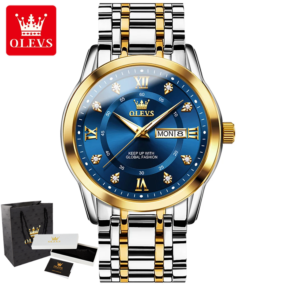 Luxury Watch Diamond - OLEVS 5513 Man Watch Stainless Steel