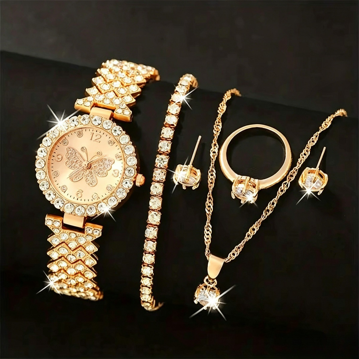 6PCS/Set Luxury Rhinestone But - Ladies Luxury Watch บทวิจารณ์และราคา