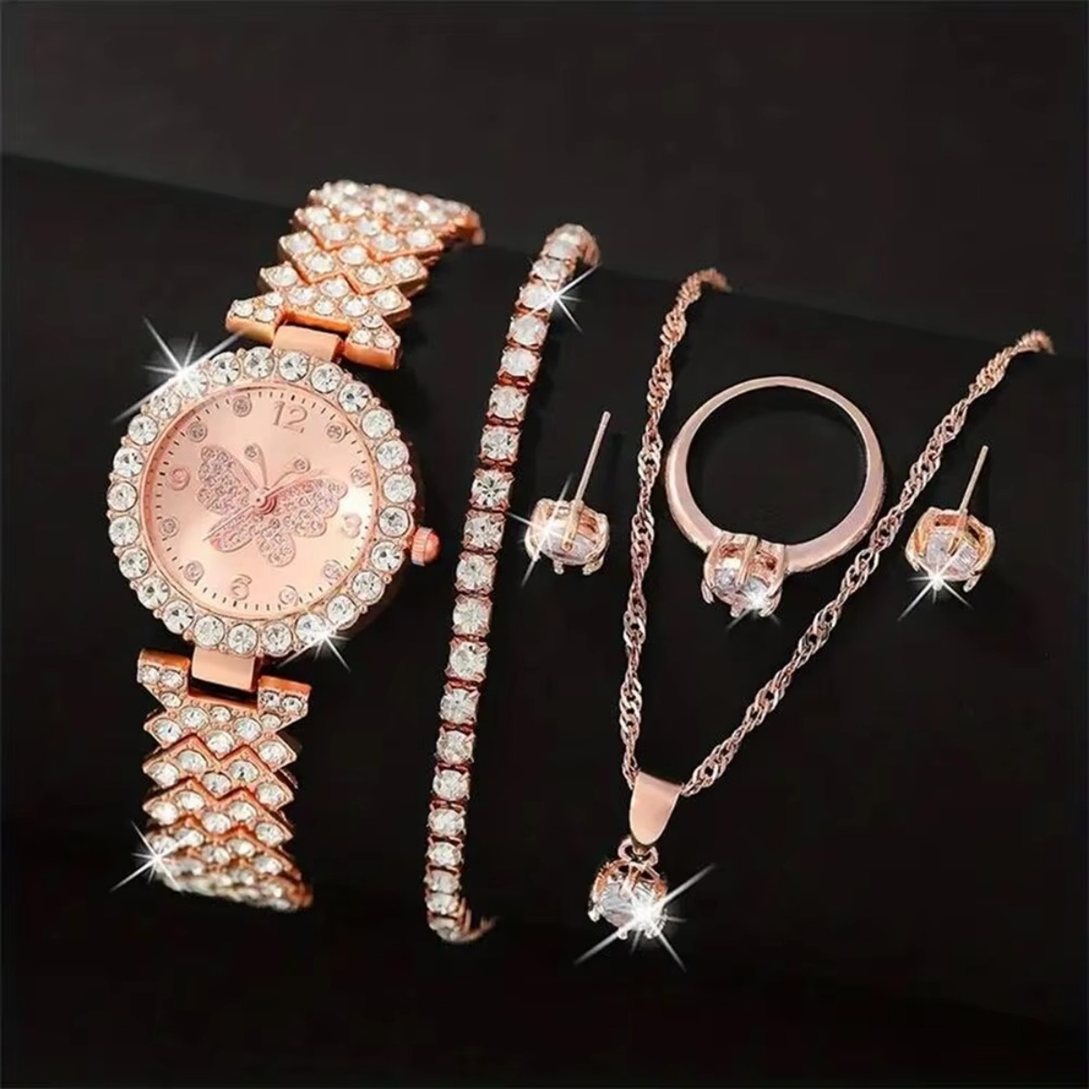 6PCS/Set Luxury Rhinestone But - Ladies Luxury Watch บทวิจารณ์และราคา