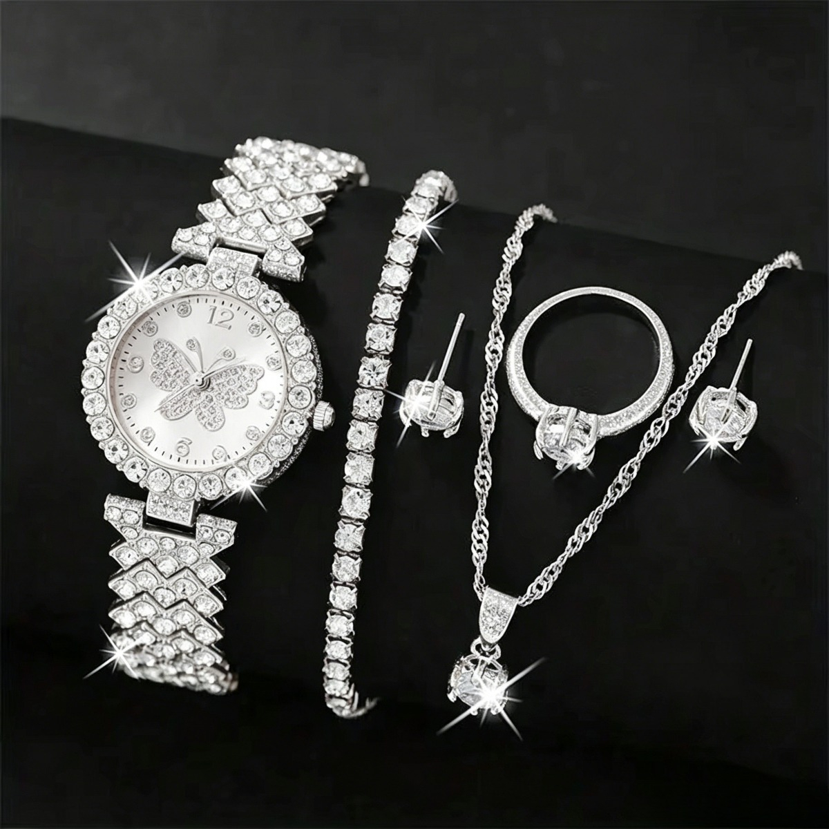 6PCS/Set Luxury Rhinestone But - Ladies Luxury Watch บทวิจารณ์และราคา