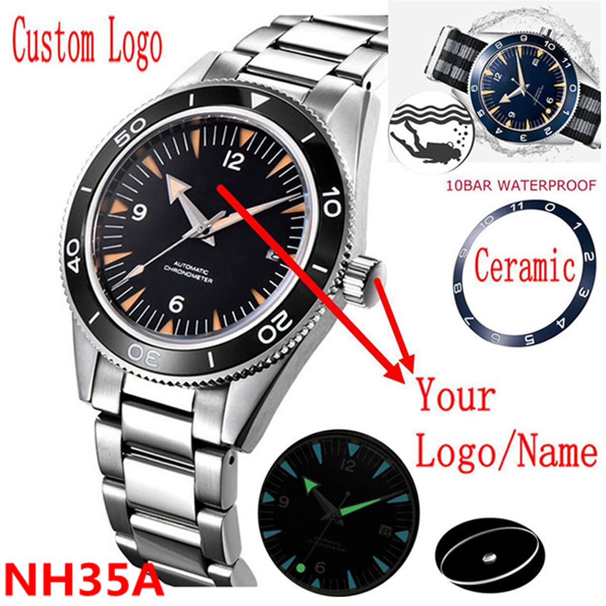 Custom Logo NH35 Movement Watc - Luxury Watch Quality บทวิจารณ์และราคา