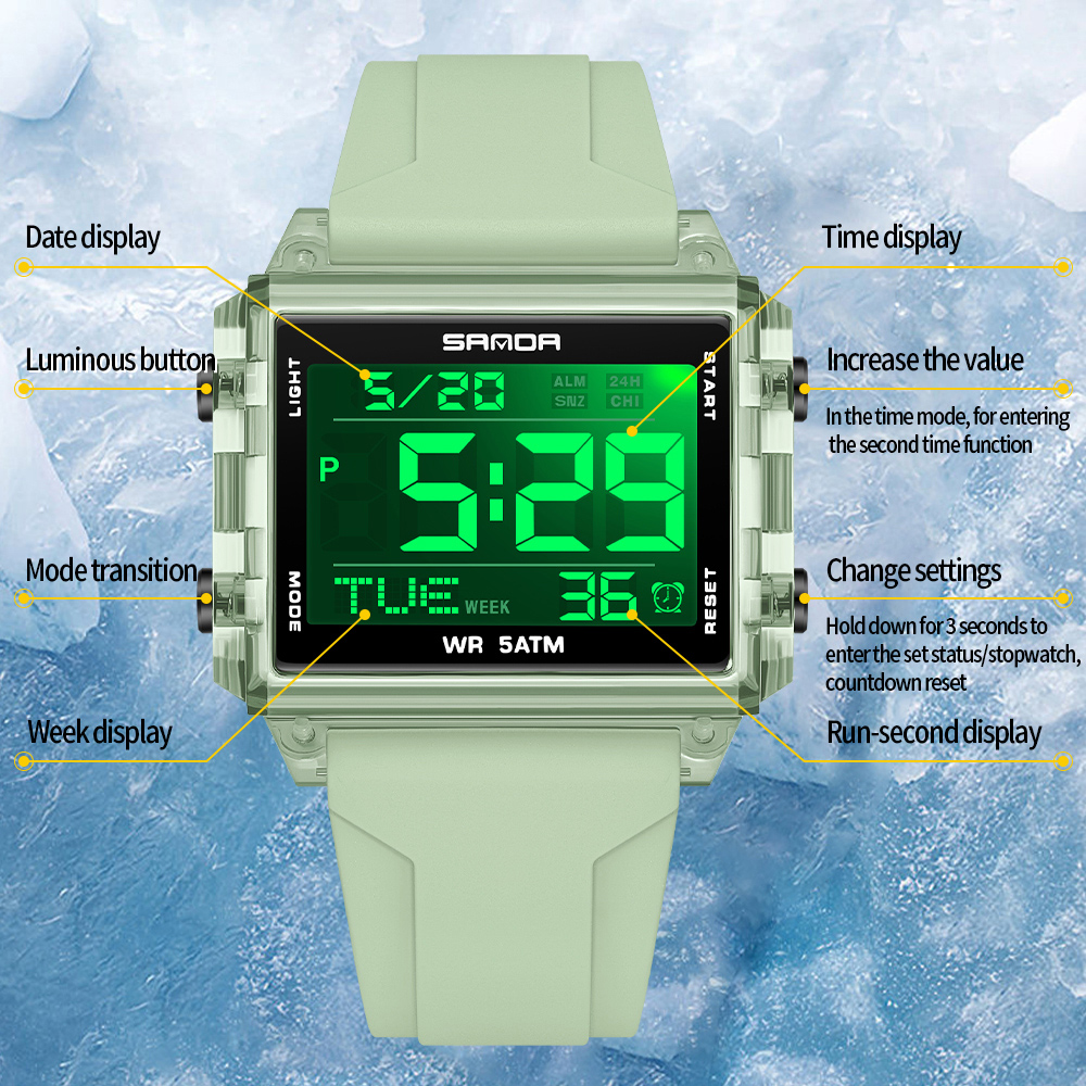SANDA Brand Fashion LED Watch  - Luxury Watch Brands In World บทวิจารณ์และราคา