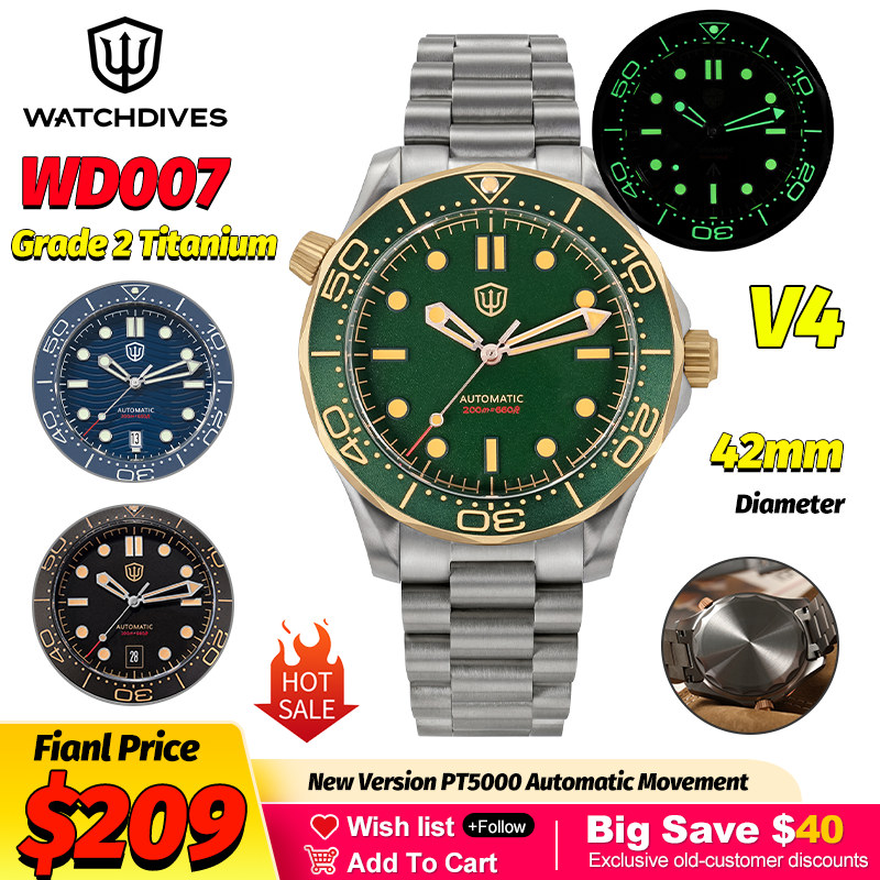 Watchdives WD007 V4 42Mm Titan - Luxury Watch Men บทวิจารณ์และราคา