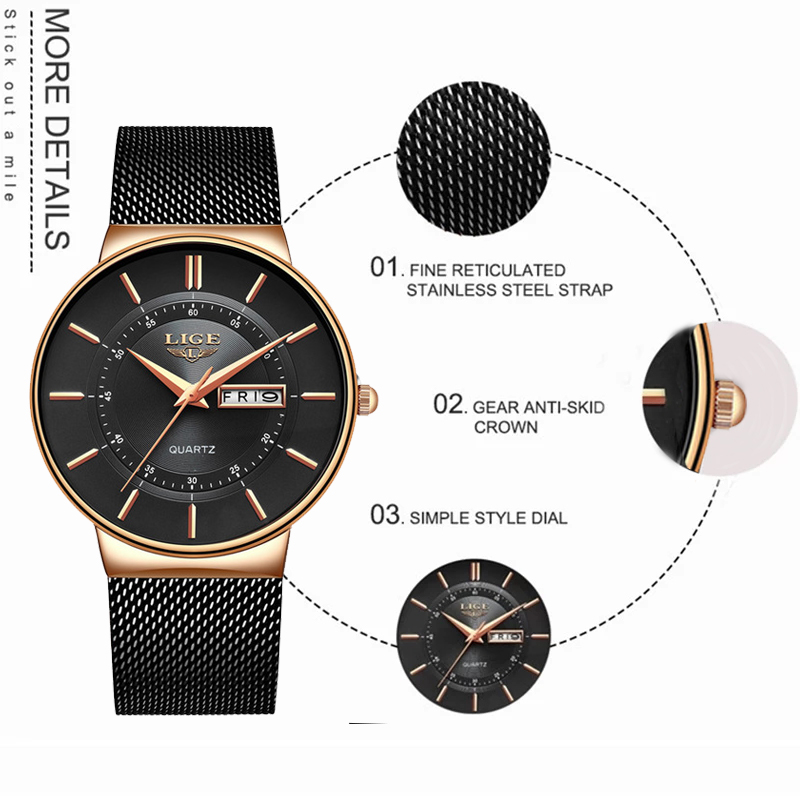 LIGE Women Watches Luxury Bran - Ladies Luxury Watch บทวิจารณ์และราคา