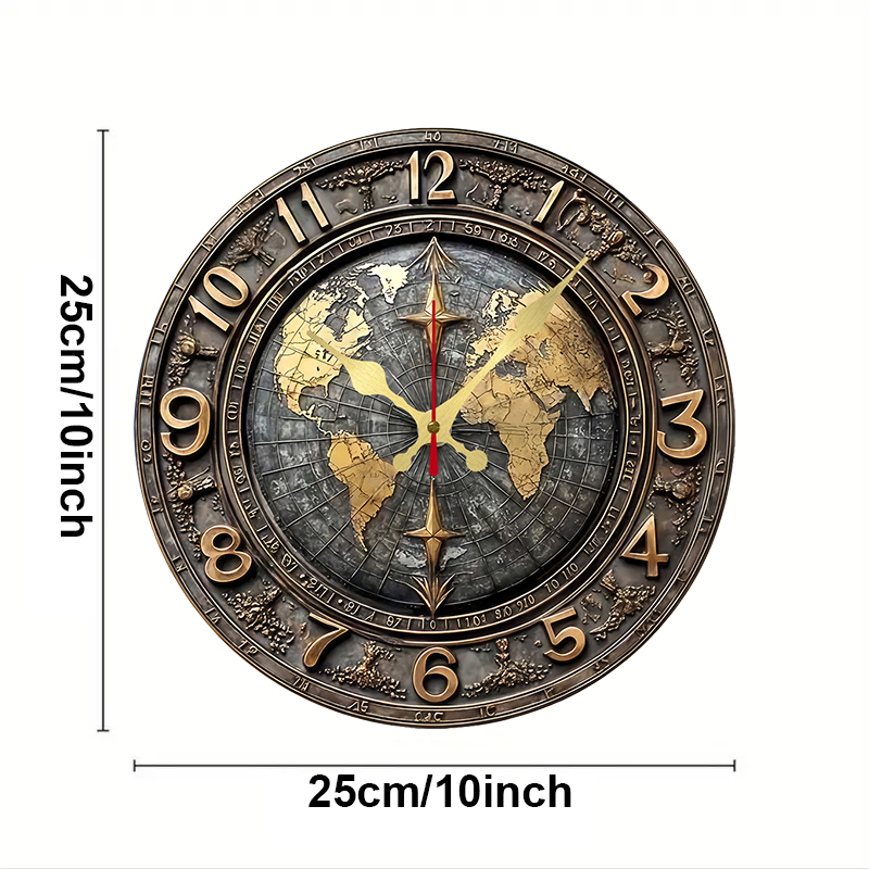 2D Vintage World Map Wooden Ro - Luxury Watch Wall Clock บทวิจารณ์และราคา