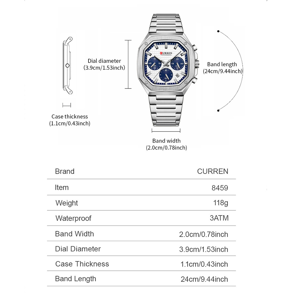 CURREN Luxury Square Chrono Wa - Luxury Watch Men บทวิจารณ์และราคา