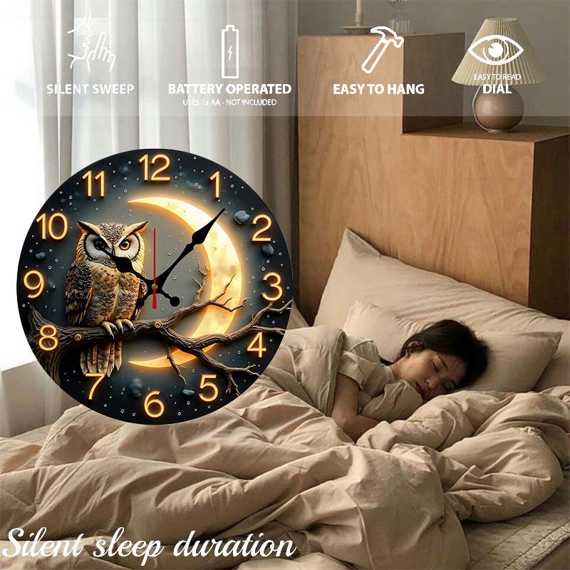 Moonlight Night Wooden Round S - Luxury Watch Wall Clock บทวิจารณ์และราคา
