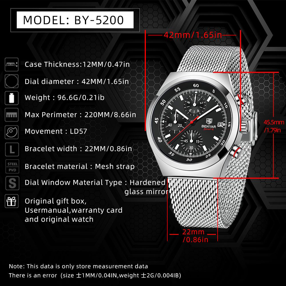 BENYAR Top Luxury Brand Men's  - Luxury Watch Quality บทวิจารณ์และราคา